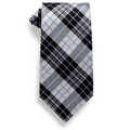 Gray and Black Plaid Polyester Tie